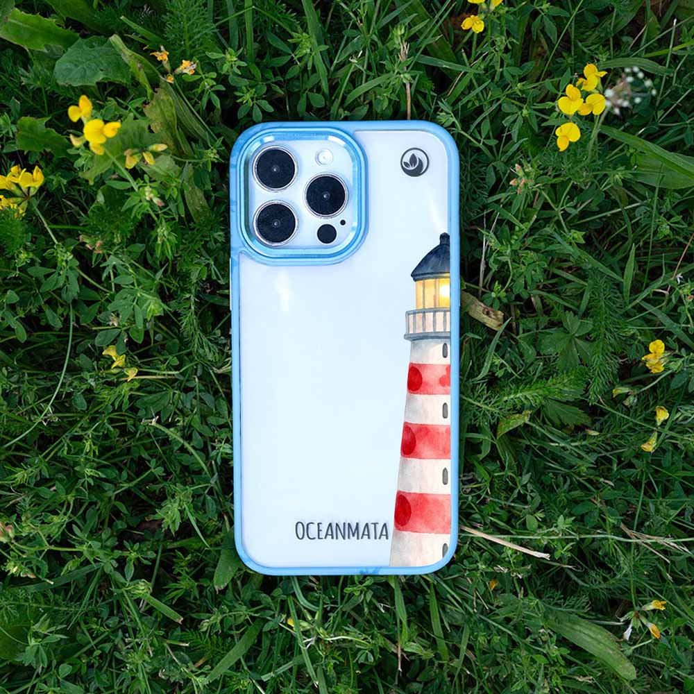 iPhone 15 pro Hülle - Leuchtturm blau - "Lighthouse" - nachhaltig
