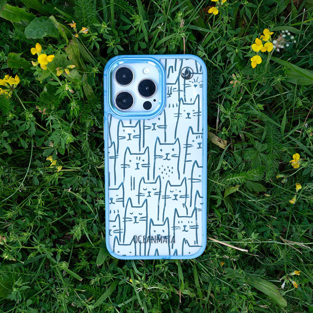 iPhone 15 pro max Hülle - Katzen blau - "miau" - nachhaltig
