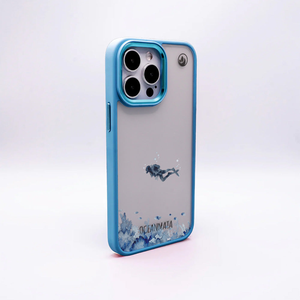 iPhone 15 pro Hülle - Taucher blau - "DeepDive" - nachhaltig