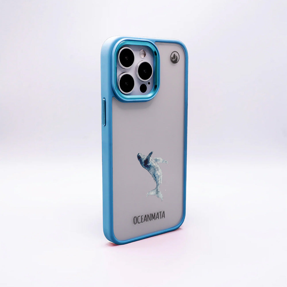 iPhone 16e Hülle - Wal blau - "Joy" - nachhaltig