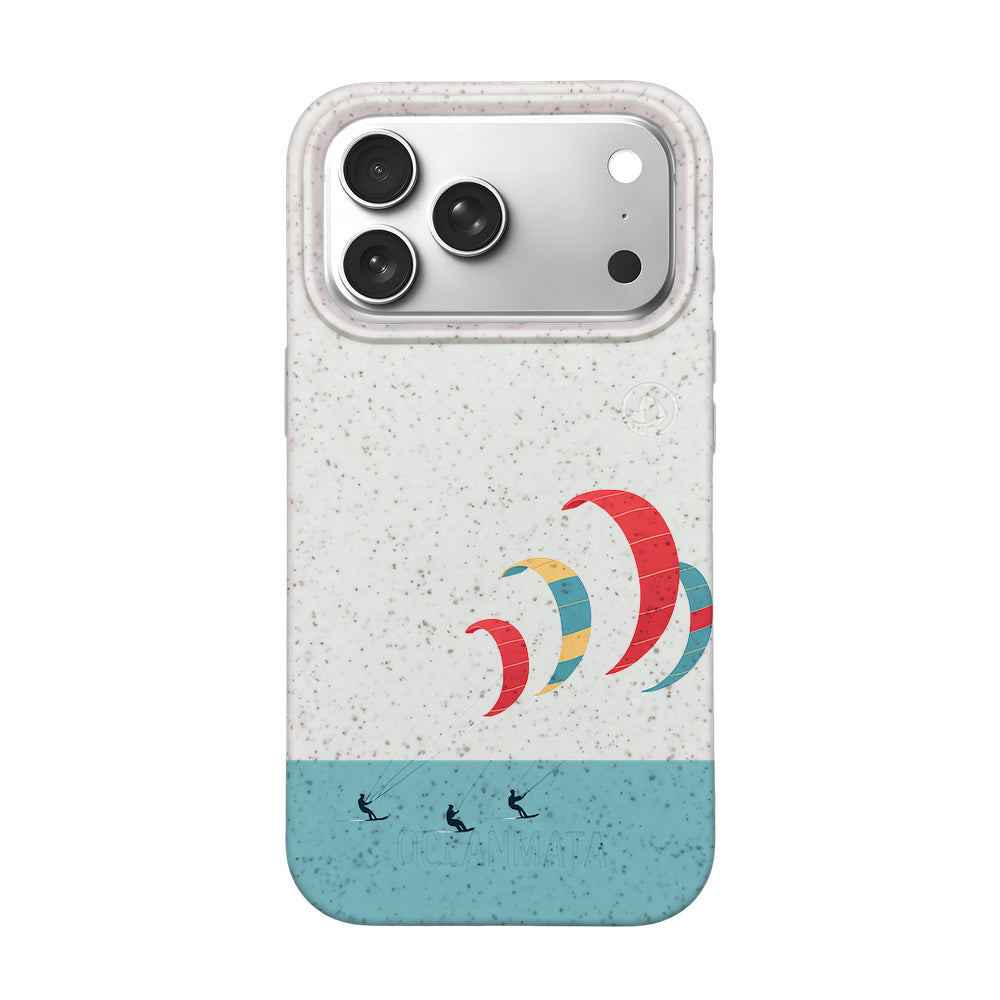 iPhone 18 Pro Max / 17 Pro Max Hülle - Kite weiß - "Kitesurf" - nachhaltig