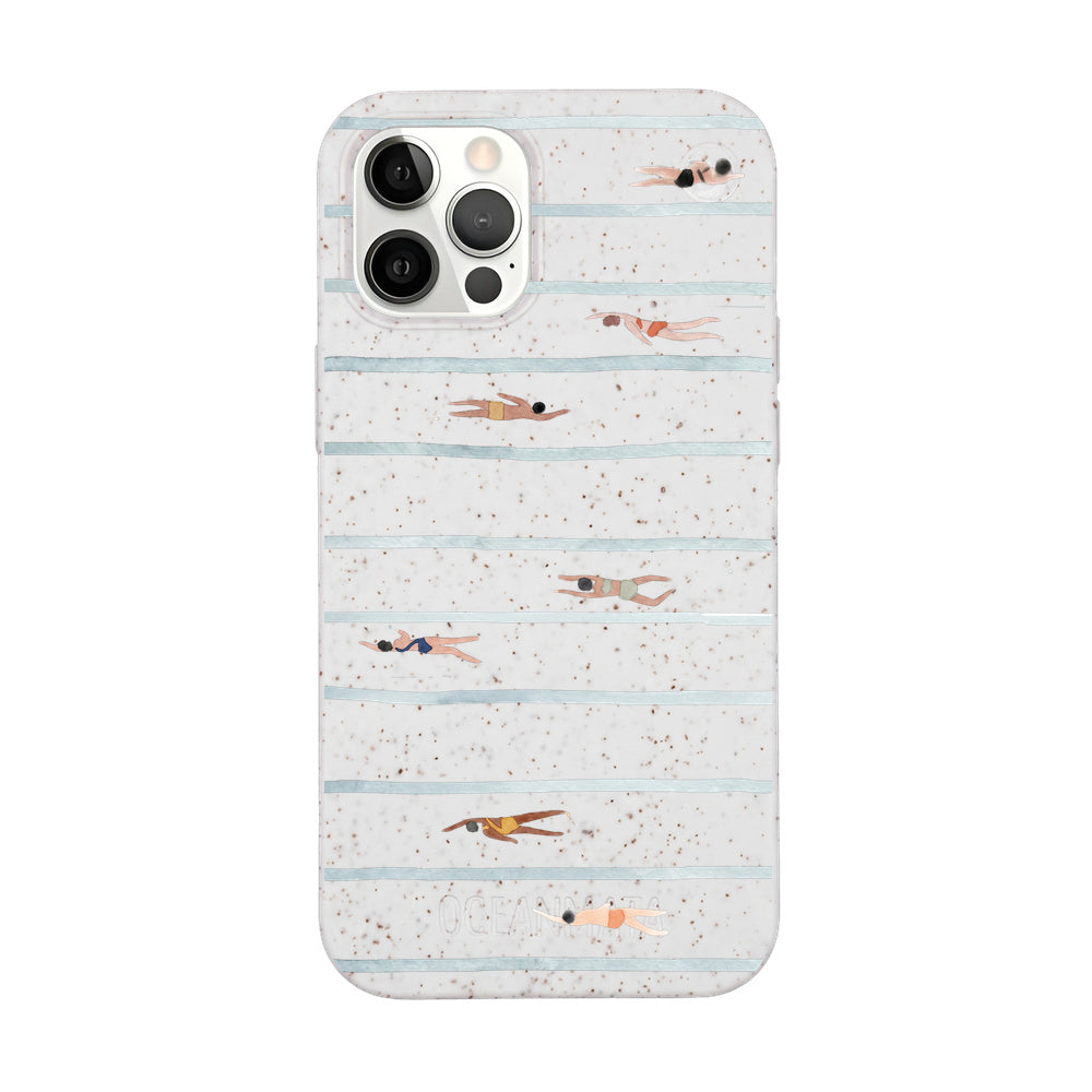 iPhone 12 pro / iPhone 12 Hülle - Schwimmen weiß - "lapflow" - nachhaltig