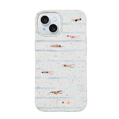 iPhone 15 Hülle - Schwimmen weiß - "lapflow" - nachhaltig