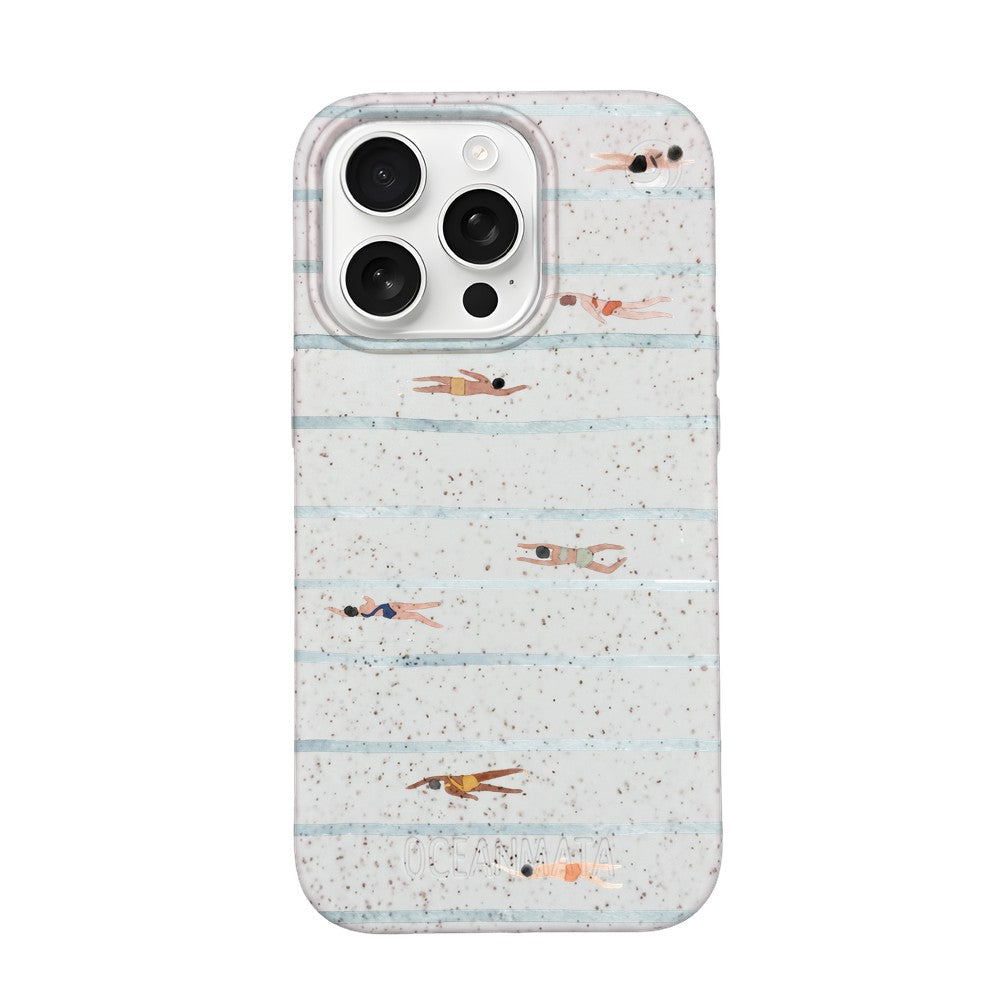 iPhone 16 pro Hülle - Schwimmen weiß - "lapflow" - nachhaltig