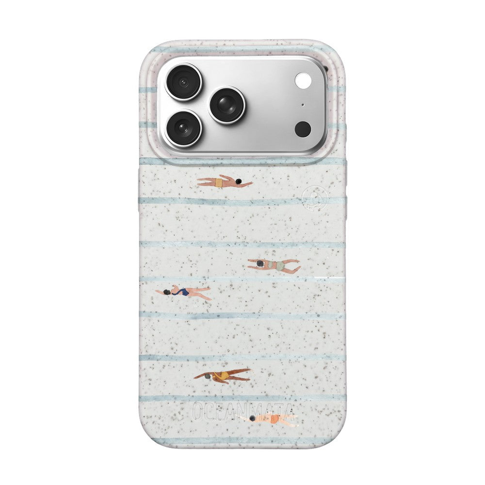 iPhone 18 Pro / 17 Pro Hülle - Schwimmen weiß - "lapflow" - nachhaltig