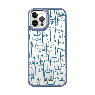 iPhone 12 pro / iPhone 12 Hülle - Katzen blau - "miau" - nachhaltig
