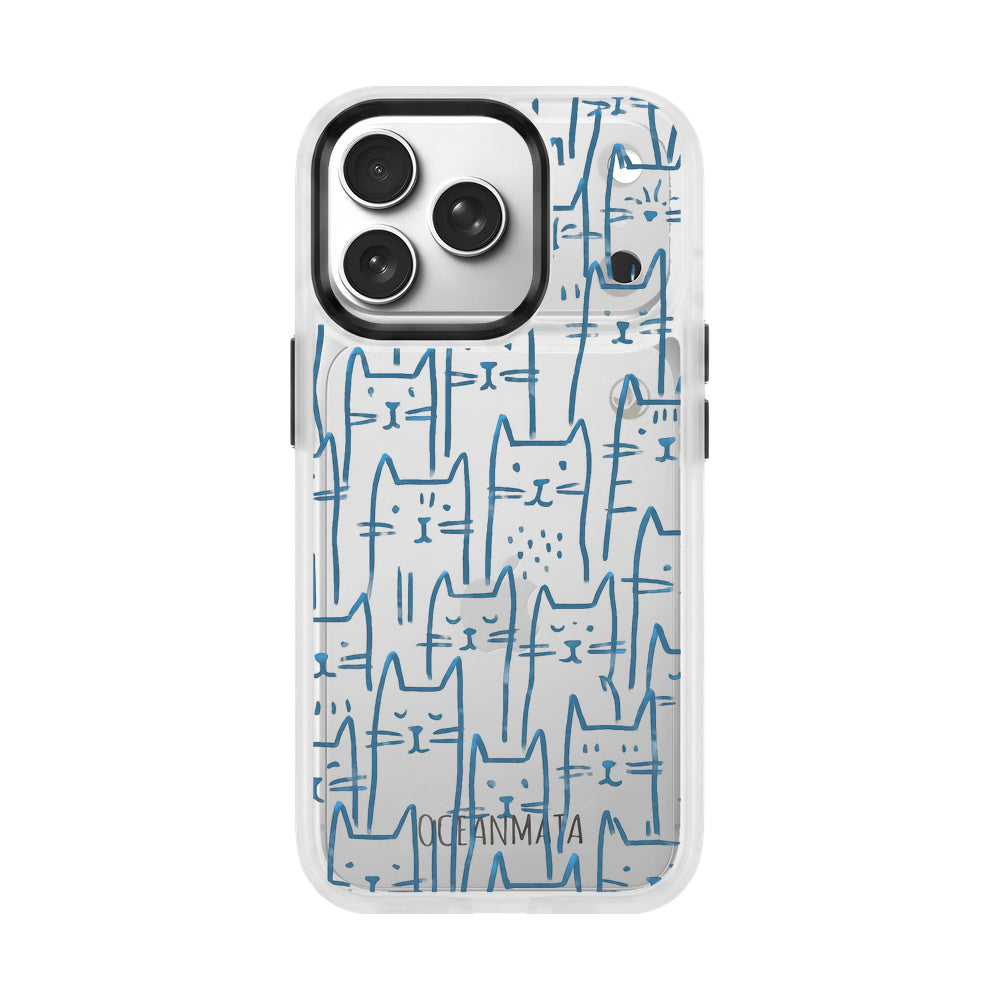 iPhone 17 pro Hülle - Katzen blau - "miau" - nachhaltig