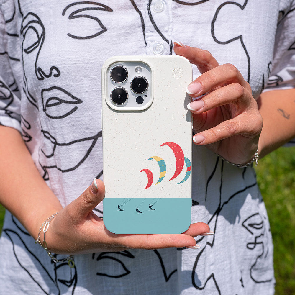 iPhone 14 pro Hülle - Kite weiß - "Kitesurf" - nachhaltig