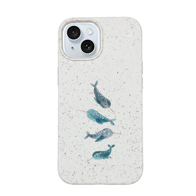 iPhone 15 Hülle - Narwal weiß - "Narwhale" - nachhaltig
