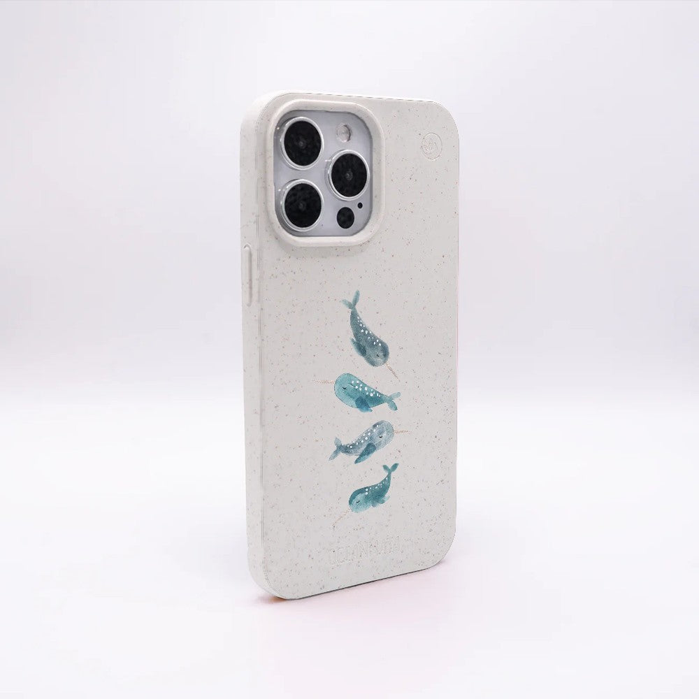 iPhone 15 pro Hülle - Narwal weiß - "Narwhale" - nachhaltig