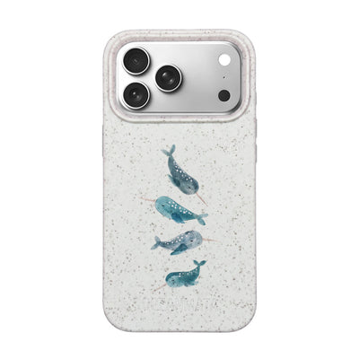 iPhone 18 Pro Max / 17 Pro Max Hülle - Narwal weiß - "Narwhale" - nachhaltig