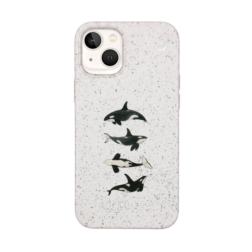 iPhone 13 mini Hülle - Orca weiß - "OrcaFamily" - nachhaltig