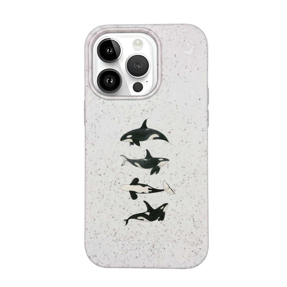 Biologisch abbaubare Handyhülle iPhone 14 pro Orcafamily — kompostierbar — Vorderseite