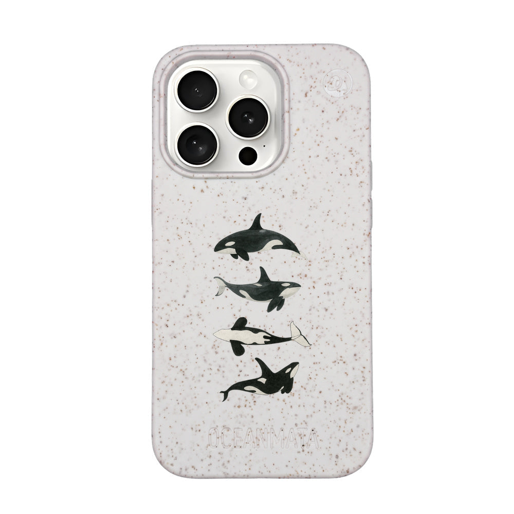 iPhone 15 pro Hülle - Orca weiß - "OrcaFamily" - nachhaltig