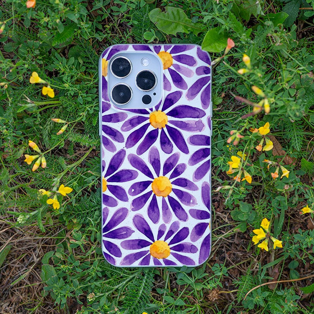 Biologisch abbaubare Handyhülle Samsung S25 Purplebloom — kompostierbar — Bonus