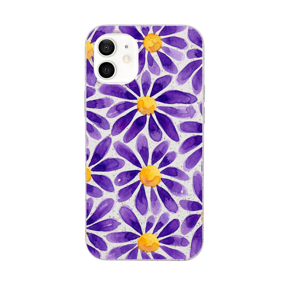 Biologisch abbaubare Handyhülle iPhone 12 mini Purplebloom — kompostierbar — Vorderseite