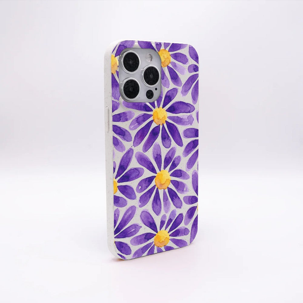 Biologisch abbaubare Handyhülle iPhone 13 pro Purplebloom — kompostierbar — Rückseite