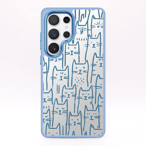 Samsung S25 Ultra Hülle - Katzen blau - "miau" - nachhaltig