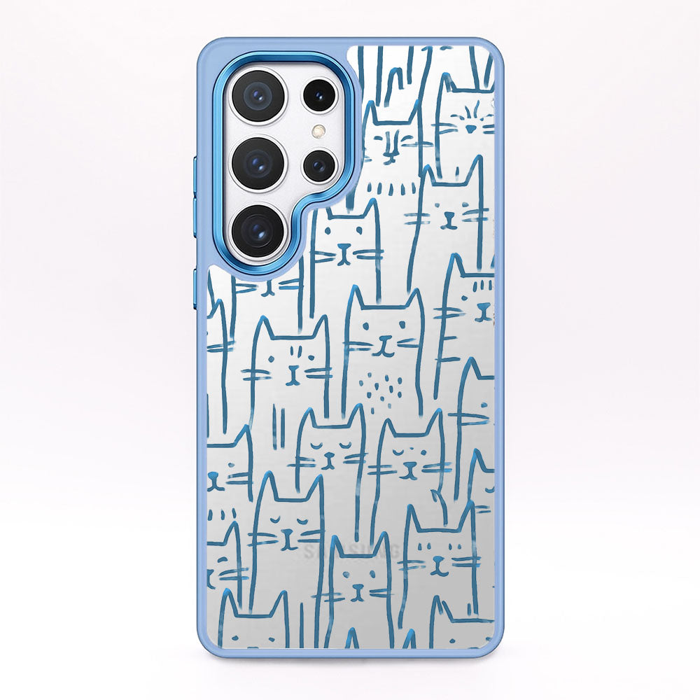 Samsung S24 Hülle - Katzen blau - "miau" - nachhaltig