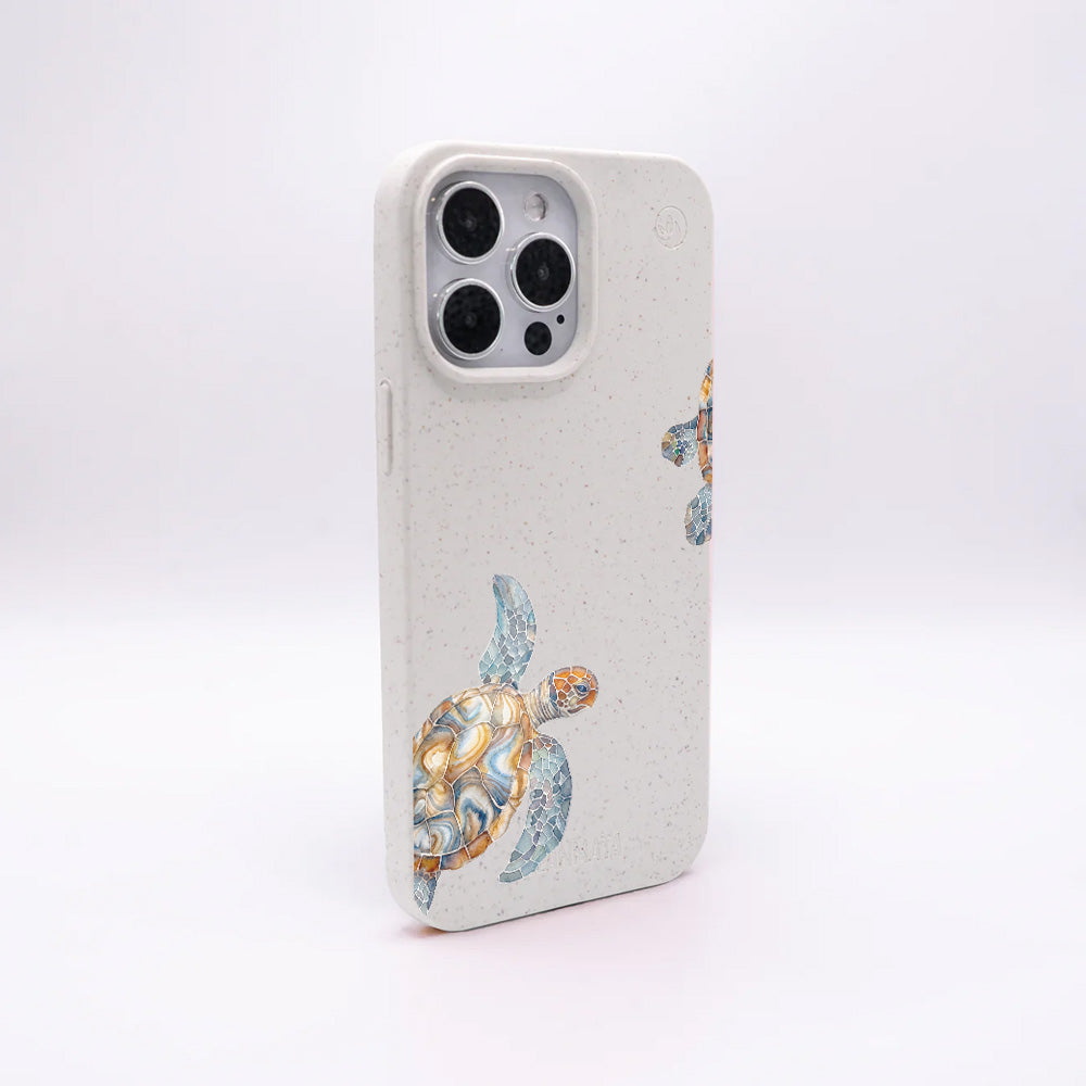 iPhone 12 mini Hülle - Schildkröte weiß - "TurtleGaze" - nachhaltig