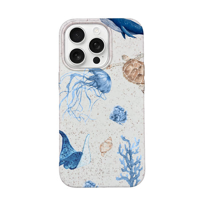 iPhone 16 pro Hülle - weiß Schildkröte - "Sea Turtle & Friends" - nachhaltig
