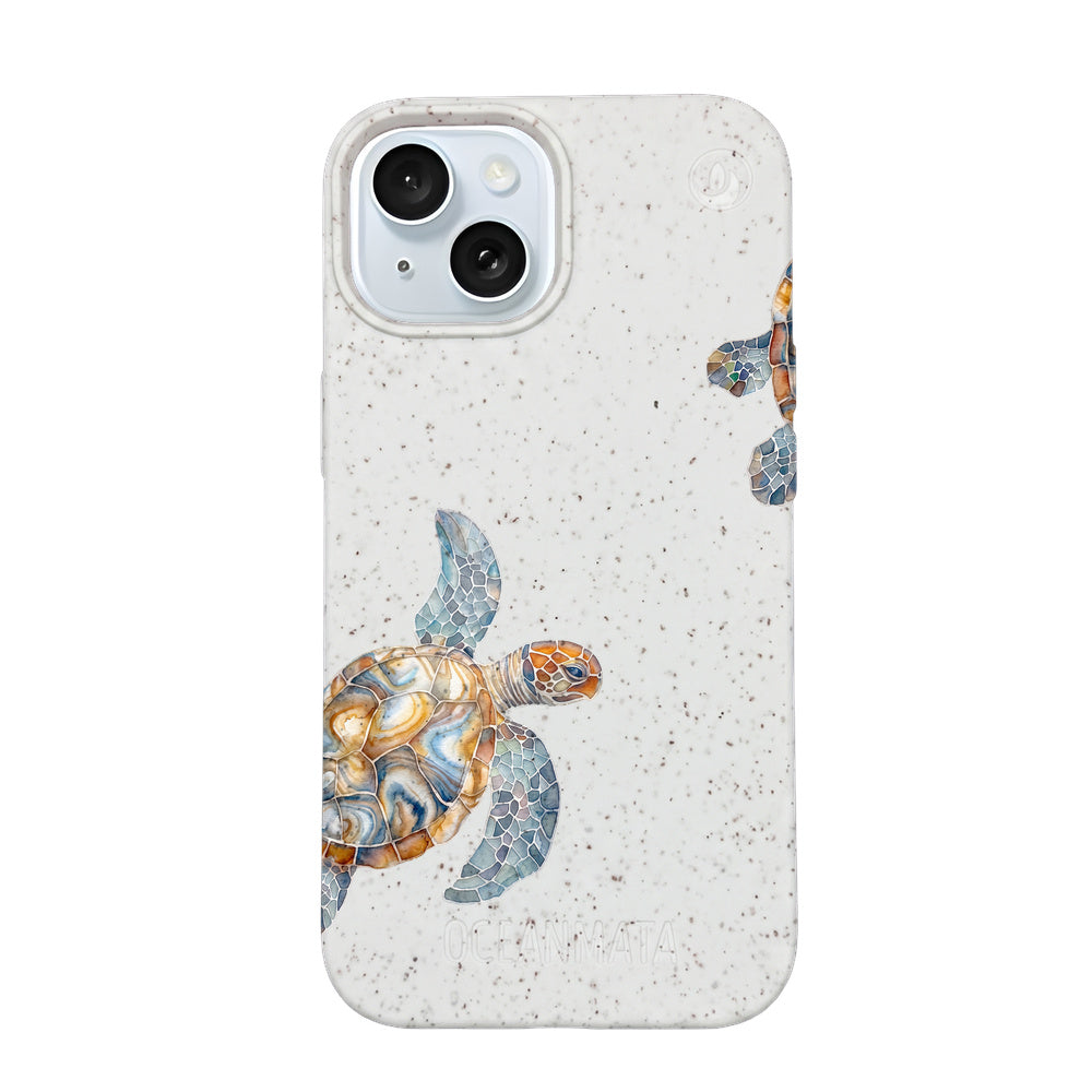 iPhone 15 Hülle - Schildkröte weiß - "TurtleGaze" - nachhaltig
