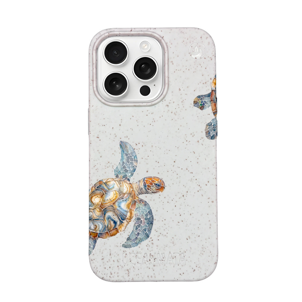 iPhone 16 pro max Hülle - Schildkröte weiß - "TurtleGaze" - nachhaltig