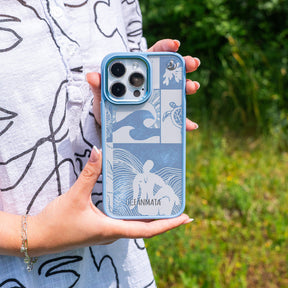 iPhone 13 Hülle - Line Art Ocean - "Waves of Balance" - nachhaltig