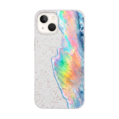 iPhone 13 Hülle - Regenbogen Welle weiß - "WaveOfPride" - nachhaltig