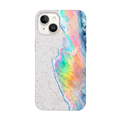 iPhone 14 Hülle - Regenbogen Welle weiß - "WaveOfPride" - nachhaltig