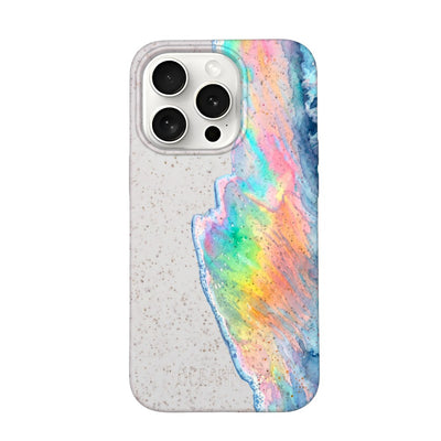 iPhone 15 pro max Hülle - Regenbogen Welle weiß - "WaveOfPride" - nachhaltig