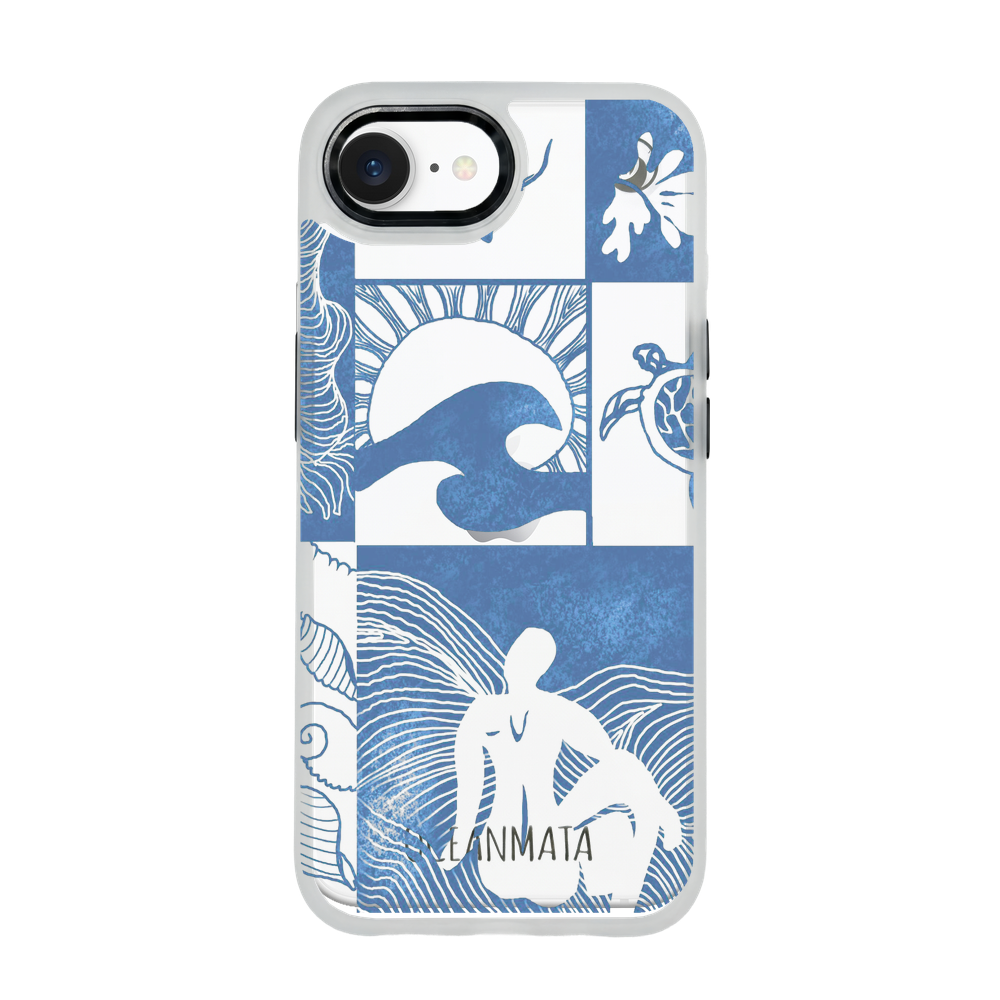iPhone 16e/17e Hülle - Line Art Ocean - "Waves of Balance" - nachhaltig