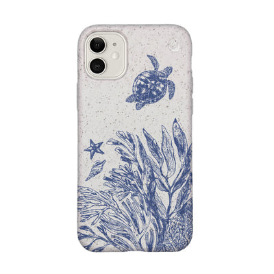 iPhone 11 Hülle - Schildkröten weiß - "White Silent Waves" - nachhaltig