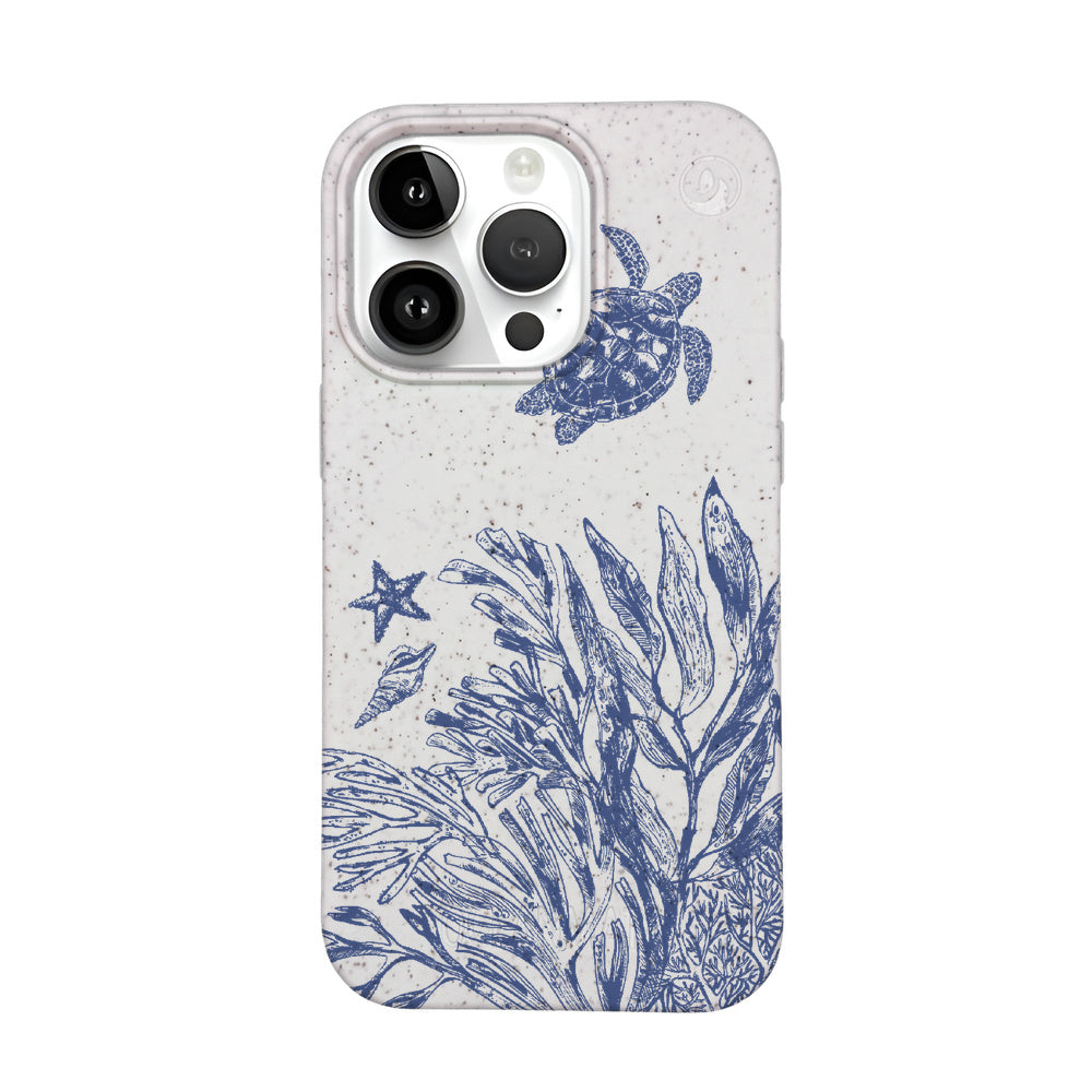 iPhone 14 pro max Hülle - Schildkröten weiß - "White Silent Waves" - nachhaltig