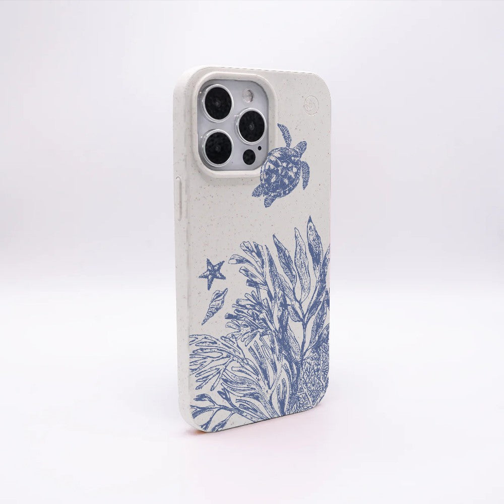 Biologisch abbaubare Handyhülle iPhone 16 pro Whitesilentwaves — kompostierbar — Rückseite