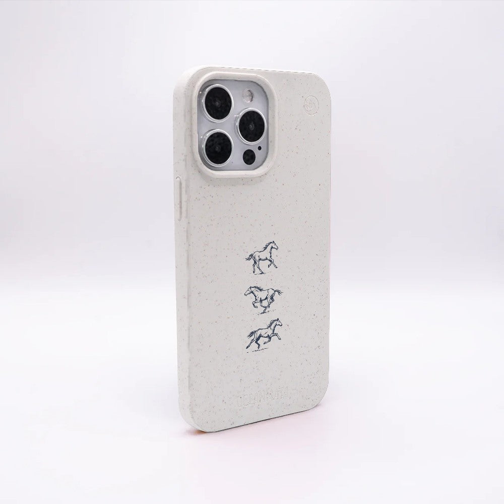 iPhone 16 pro Hülle - Pferd weiß - "wild" - nachhaltig