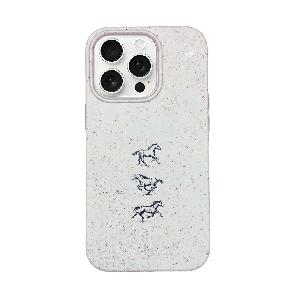 iPhone 16 pro Hülle - Pferd weiß - "wild" - nachhaltig
