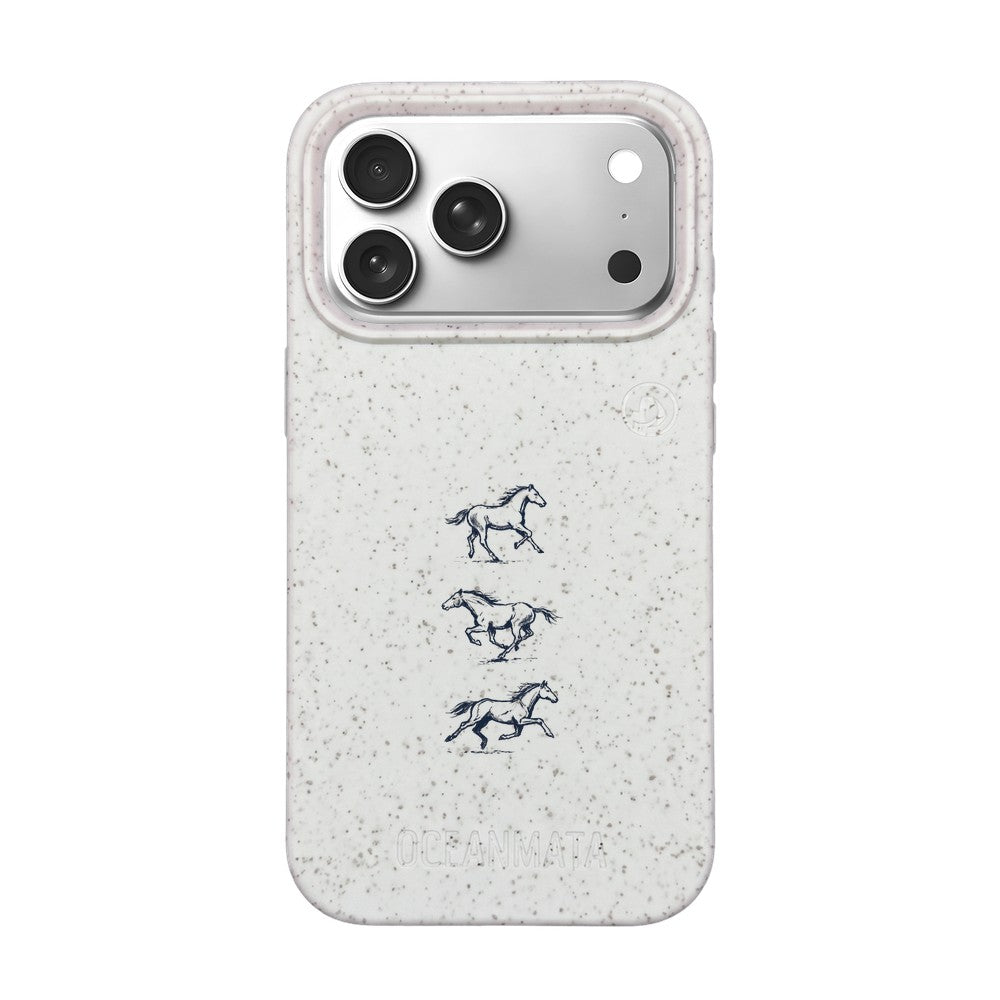 iPhone 18 Pro / 17 Pro Hülle - Pferd weiß - "wild" - nachhaltig