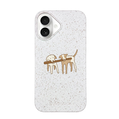 iPhone 16 Hülle - Hunde weiß - "Wuff" - nachhaltig