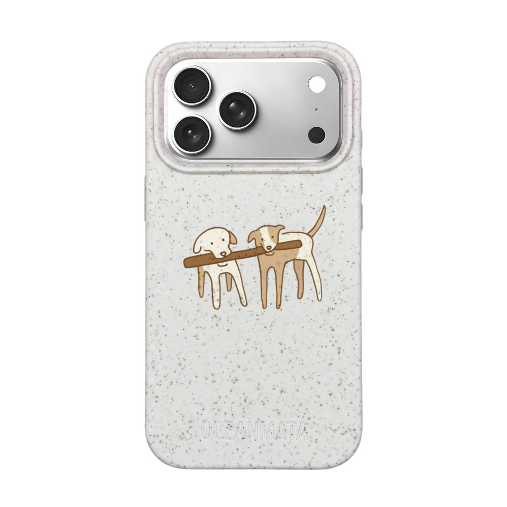 iPhone 18 Pro / 17 Pro Hülle - Hunde weiß - "Wuff" - nachhaltig