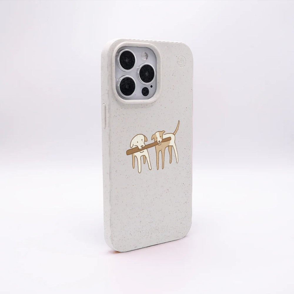 iPhone 18 Pro / 17 Pro Hülle - Hunde weiß - "Wuff" - nachhaltig