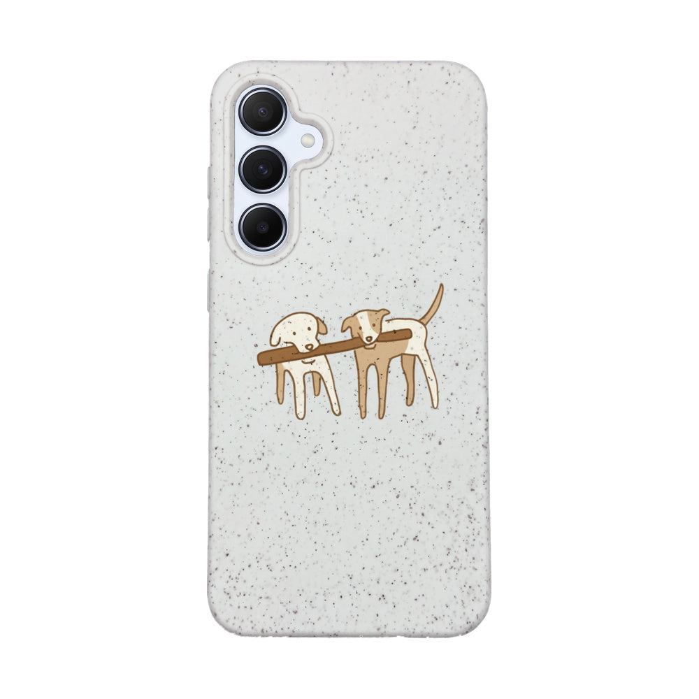 Samsung A55 Hülle - Hunde weiß - "Wuff" - nachhaltig